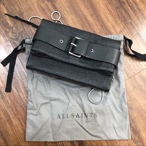 All saints Crossbody bag black leather